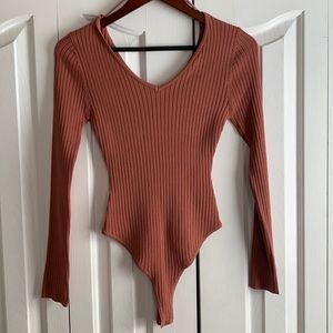Beige EUC LOVE TREE Ribbed Bodysuit